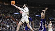Purdue Boilermakers guard Braden Smith (3) drives to the basket against High Point Panthers forward Juslin Bodo Bodo (21)