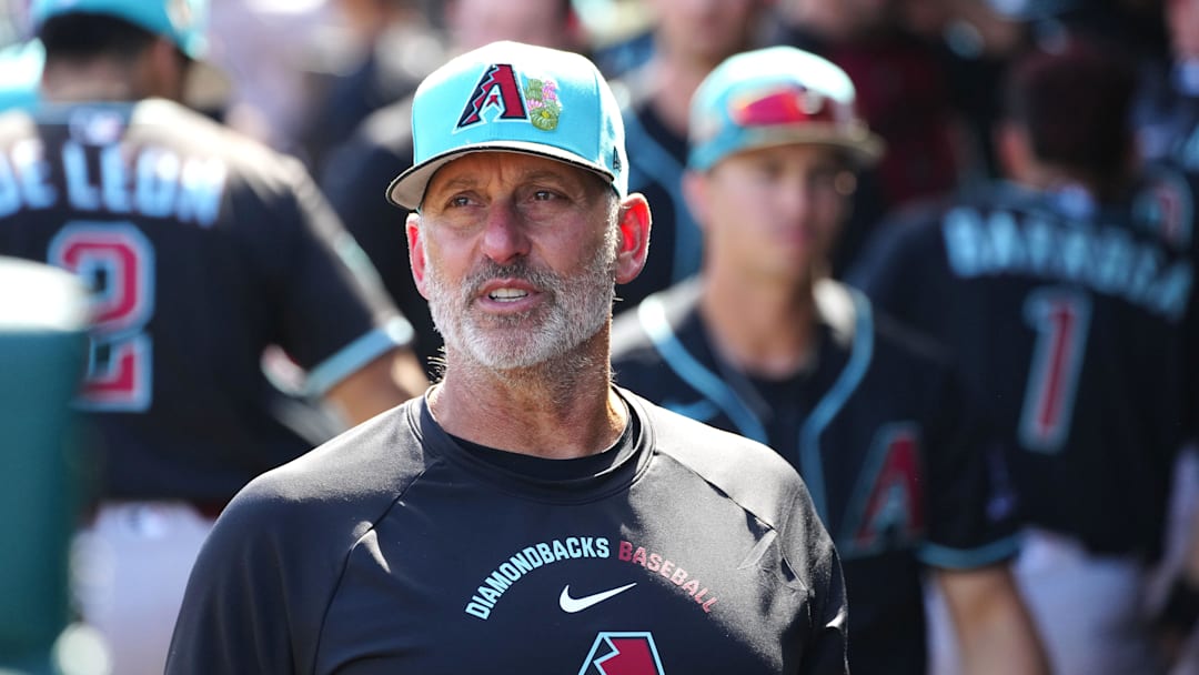 Diamondbacks manager Torey Lovullo walks the dugout during a spring training game in Surprise on Feb. 24, 2026.