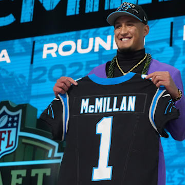 Apr 24, 2025; Green Bay, WI, USA; Arizona Wildcats wide receiver Tetairoa McMillan is selected by the Carolina Panthers