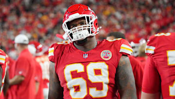 Kansas City Chiefs defensive tackle Mike Pennel (69) on the sidelines against the Chicago Bears during the game at GEHA Field at Arrowhead Stadium.