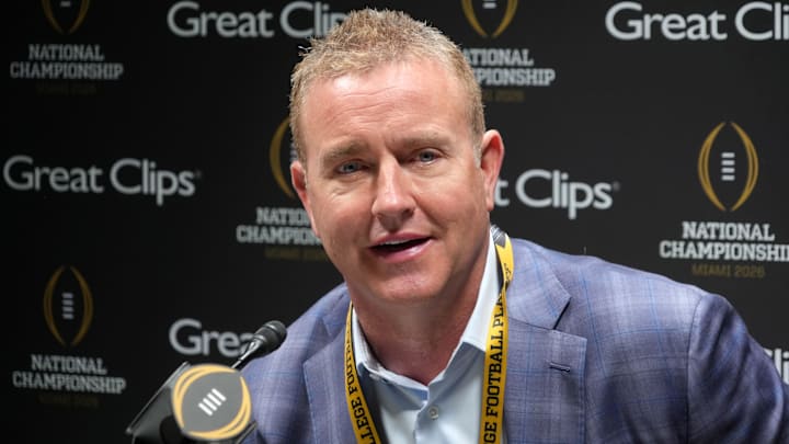 Jan 17, 2026; Miami Beach, Florida, USA; ESPN analyst Kirk Herbstreit at media day for the 2025 College Football Playoff National Championship at Miami Beach Convention Center. Mandatory Credit: Kirby Lee-Imagn Images