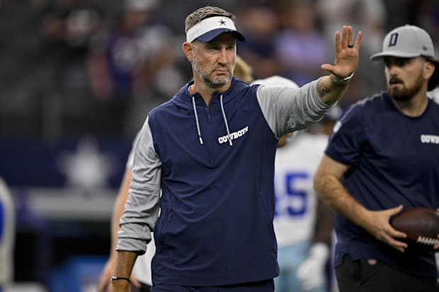 Dallas Cowboys head coach Brian Schottenheimer looks on before the game against the Baltimore Ravens.