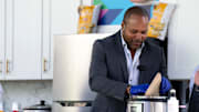 Barry Larkin, former Cincinnati Reds player, helps cook a meal during the Kroger Wellness Festival presented by Pepsico in Cincinnati on Friday, Sept. 23, 2022.