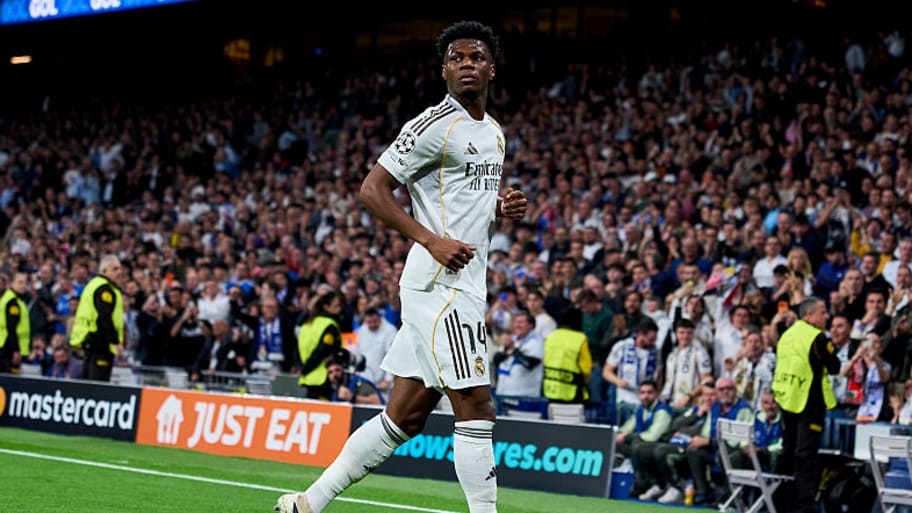 Aurélien Tchouaméni celebrates for Real Madrid