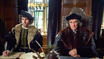 MASTERPIECE
Wolf Hall: The Mirror and the Light

Episode Two: Obedience
Sunday, March 30, 2025 at 9/8c on PBS
A secret marriage brings scandal to court, giving Cromwell the opportunity to bring his adversary Norfolk down for good. But an unexpected encounter forces Cromwell to question where his loyalties lie.

Shown L-R: Harry Melling (Thomas Wriothesley), Mark Rylance (Thomas Cromwell)

Photographer: Nick Briggs 

For editorial use only.

© Playground Television (UK) Ltd