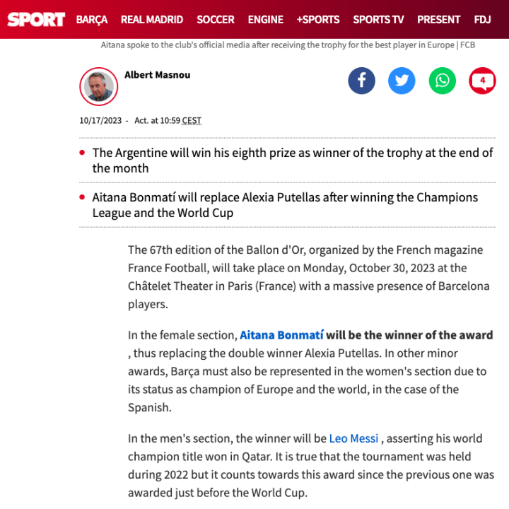This article from SPORT in Spain has since been deleted