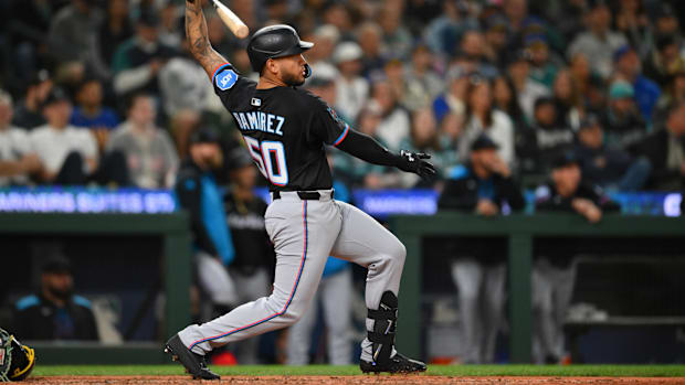 Miami Marlins designated hitter Agustin Ramirez