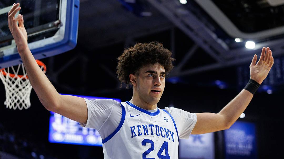 Jan 10, 2026; Lexington, Kentucky, USA; Kentucky Wildcats center Malachi Moreno (24) motions for the crowd to cheer during the first half against the Mississippi State Bulldogs at Rupp Arena at Central Bank Center. Mandatory Credit: Jordan Prather-Imagn Images Jan 10, 2026; Lexington, Kentucky, USA; Kentucky Wildcats center Malachi Moreno (24) motions for the crowd to cheer during the first half against the Mississippi State Bulldogs at Rupp Arena at Central Bank Center. Mandatory Credit: Jordan Prather-Imagn Images
