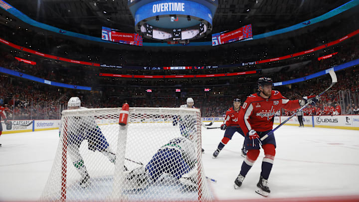 Pierre-Luc Dubois, Washington Capitals Mandatory Credit: Geoff Burke-Imagn Images