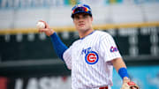 Matt Shaw, shown here with the minor league Iowa Cubs in 2024, stands to be the Chicago Cubs everyday third baseman this season.