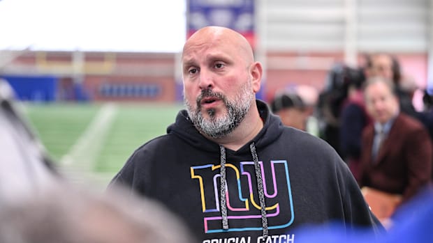 New York Giants offensive line coach Carmen Bricillo  