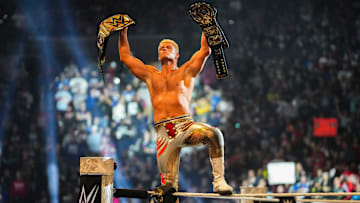 Cody Rhodes wins the WWE Championship during the WWE Royal Rumble at Lucas Oil Stadium in Indianapolis