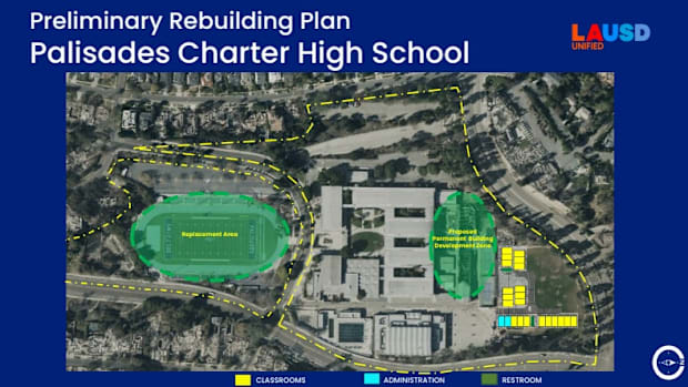 Los Angeles Unified School District's rebuilding plan for Palisades Charter High School after the wildfires in January 2025.
