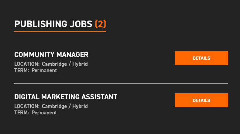 Screenshot showing two job openings at Frontier Developments for roles that have been recently laid off.