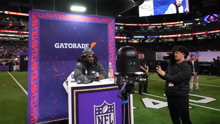 Feb 5, 2024; Las Vegas, NV, USA; San Francisco 49ers wide receiver Brandon Aiyuk (11) during Super Bowl LVIII Opening Night at Allegiant Stadium. Mandatory Credit: Kirby Lee-USA TODAY Sports