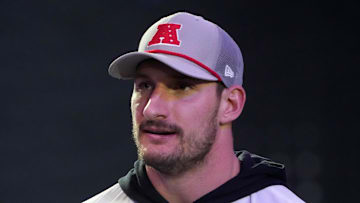 Jan 30, 2025; Orlando, FL, USA; AFC linebacker Joey Bosa of the Los Angeles Chargers during the Pro Bowl Skills Challenge at Nicholson Fieldhouse. Mandatory Credit: Kirby Lee-Imagn Images
