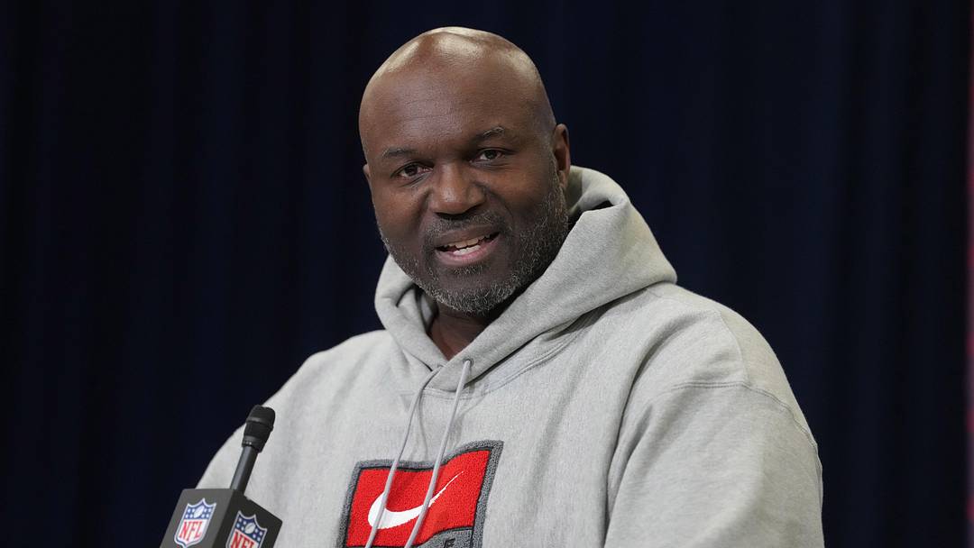 Feb 24, 2026; Indianapolis, IN, USA; Tampa Bay Buccaneers coach Todd Bowles speaks at the NFL Scouting Combine at the Indiana Convention Center. Mandatory Credit: Kirby Lee-Imagn Images