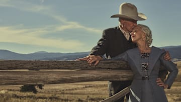 Harrison Ford as Jacob Dutton and Helen MIrren as Cara Dutton in 1923. Photo Credit: James Minchin III/Paramount+