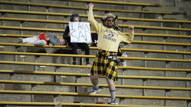 Oct 29, 2022; Boulder, Colorado, USA; Colorado Buffaloes fans react after the loss to the Arizona State Sun Devils at Folsom 