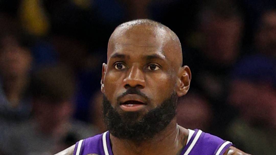 LeBron James looks on against the Orlando Magic.
