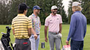 Max Homa (white hat) and Wyndham Clark had cameo appearance with Owen Wilson (right) on the Apple TV+ show "Stick."
