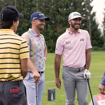 Max Homa (white hat) and Wyndham Clark had cameo appearance with Owen Wilson (right) on the Apple TV+ show "Stick."