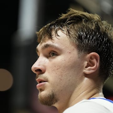 Dallas Mavericks forward Cooper Flagg looks on against the Los Angeles Lakers