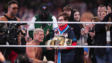 WWE star Cody Rhodes has the championship belt during Wrestlemania XL Sunday at Lincoln Financial Field