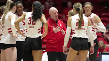 Wisconsin head Kelly Sheffield is shown during their volleyball match Tuesday, September 9, 2025, at the Wisconsin Field House in Madison, Wisconsin. Wisconsin beat UW-Milwaukee 3-0.