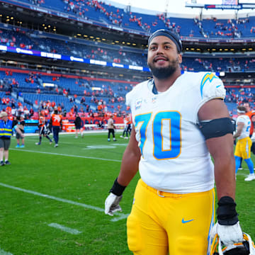 Chargers offensive tackle Rashawn Slater is out for the season after tearing his patellar tendon.