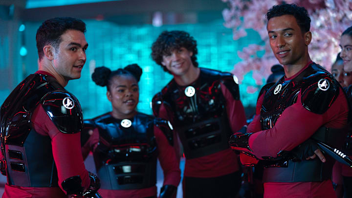 L-R: George Hawkins as Darem Reymi, Kerrice Brooks as Sam and Sandro Rosta as Caleb Mir in season 1 , episode 3 of Star Trek: Starfleet Academy streaming on Paramount+. Photo Credit: John Medland/Paramount+