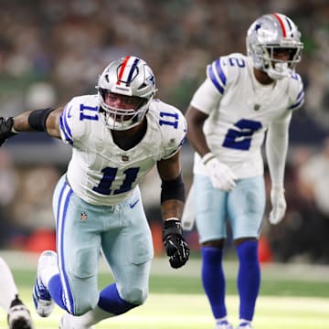 Dallas Cowboys linebacker Micah Parsons rushes the passer in the game against the Philadelphia Eagles