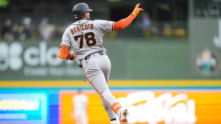 Jun 3, 2026; Milwaukee, Wisconsin, USA;  San Francisco Giants right fielder Victor Bericoto (78) rounds the bases after hitting a home run during the fifth inning against the Milwaukee Brewers at American Family Field. Mandatory Credit: Jeff Hanisch-Imagn Images