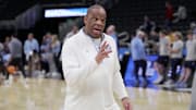 North Carolina head coach Hubert Davis is shown during practice before their first round NCAA men’ s basketball tournament game Thursday, March 20, 2025 at Fiserv Forum in Milwaukee, Wisconsin.