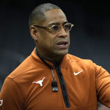 Mar 20, 2024; Charlotte, NC, USA; Texas Longhorns head coach Rodney Terry during practice at Spectrum Center. Mandatory Credit: Bob Donnan-USA TODAY Sports