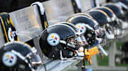 Aug 9, 2024; Pittsburgh, Pennsylvania, USA;  Pittsburgh Steelers helmets sit on the bench during the 3rd quarter against the Houston Texans at Acrisure Stadium. Mandatory Credit: Barry Reeger-Imagn Images