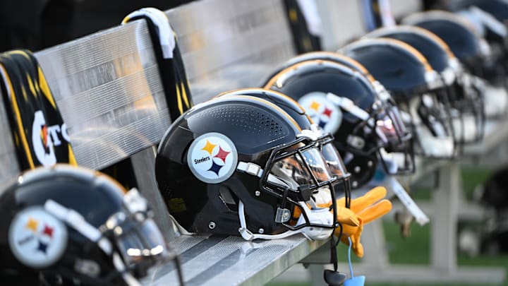 Aug 9, 2024; Pittsburgh, Pennsylvania, USA; Pittsburgh Steelers helmets sit on the bench during the 3rd quarter against the Houston Texans at Acrisure Stadium. Mandatory Credit: Barry Reeger-Imagn Images Aug 9, 2024; Pittsburgh, Pennsylvania, USA; Pittsburgh Steelers helmets sit on the bench during the 3rd quarter against the Houston Texans at Acrisure Stadium. Mandatory Credit: Barry Reeger-Imagn Images