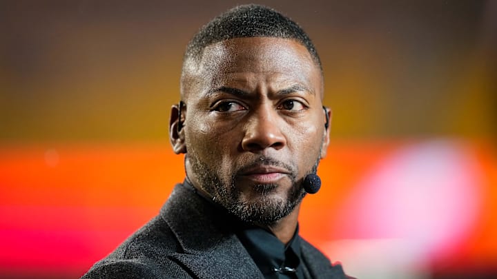 Sports broadcaster Ryan Clark prior to a game between the Philadelphia Eagles and the Kansas City Chiefs.