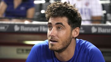 Sep 15, 2023; Phoenix, Arizona, USA; Chicago Cubs center fielder Cody Bellinger (24) gets ready for