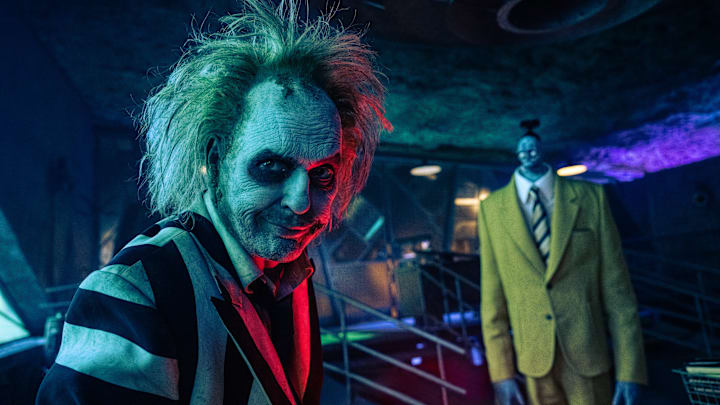 MICHAEL KEATON as Beetlejuice in Warner Bros. Pictures’ comedy, “BEETLEJUICE BEETLEJUICE,” a Warner Bros. Pictures release. 