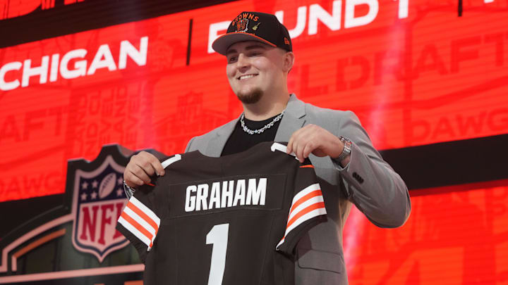 Michigan Wolverines defensive lineman Mason Graham is selected by the Cleveland Browns as the number five pick in the first round of the 2025 NFL Draft. Michigan Wolverines defensive lineman Mason Graham is selected by the Cleveland Browns as the number five pick in the first round of the 2025 NFL Draft.