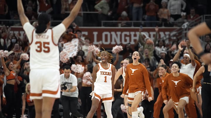 Texas Longhorns players celebrate after a win over the South Carolina Gamecocks. Texas Longhorns players celebrate after a win over the South Carolina Gamecocks.