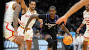 Grand Canyon Antelopes guard Tyon Grant-Foster (7) drives the ball during the first half against Maryland Terrapins at Climate Pledge Arena.