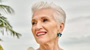 Maye Musk was photographed by Yu Tsai in Belize. Earrings by Cleopatra's Bling. 