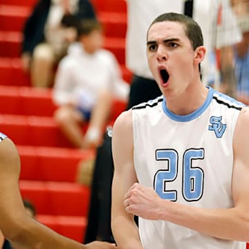 Seneca Valley's Jordan Hoover was selected to the all-state team by the Pennsylvania Volleyball Coaches Association. Hoover is pictured above celebrating a point during the Raiders' five-set WPIAL Class 3A semifinal win over Penn-Trafford.