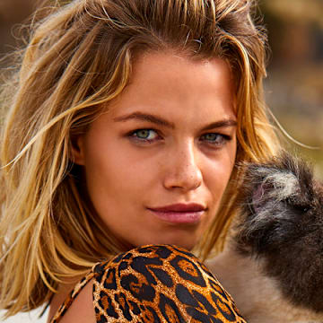Hailey Clauson was photographed by Josie Clough on Kangaroo Island, South Australia. Swimsuit by I.AM.GIA.