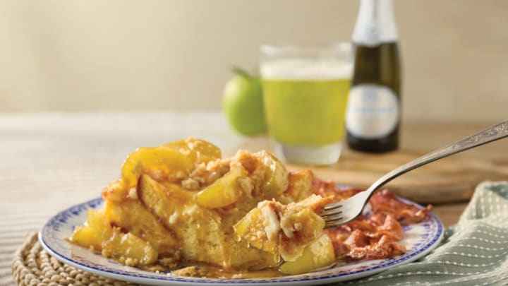 Cracker Barrel Fried Apple Baked French Toast with apple mimosa