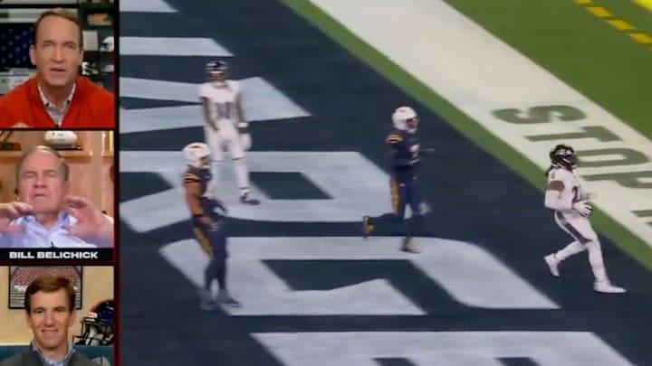 Bill Belichick speaks on a broadcast of the ManningCast on ESPN during the Baltimore Ravens' game vs. the Los Angeles Chargers at SoFi Stadium on November 25, 2024. 