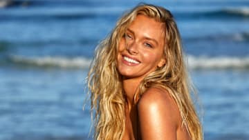 Camille Kostek was photographed by Josie Clough on Kangaroo Island, South Australia. Swimsuit by MESHKI.