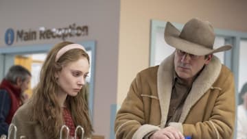 "FARGO" -- "Blanket" -- Year 5, Episode 8 (Airs Jan 2) Pictured: Juno Temple as Dorothy “Dot” Lyon, Jon Hamm as Roy Tillman. CR: Michelle Faye/FX